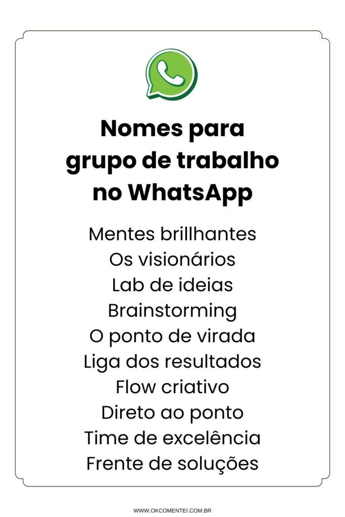 100 nomes para grupo de trabalho no WhatsApp: surpreenda sua equipe nomes para grupo de trabalho no WhatsApp